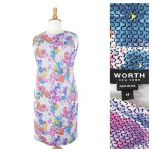 WORTH New York Womens Plus Size Pink Floral Knit Sleeveless Sheath Dress Size 16